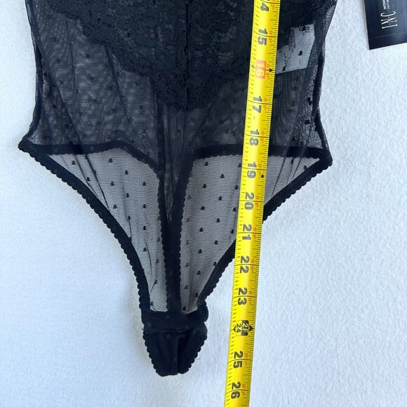 NWT INC International Concepts Bodysuit Women Small Black Mesh Grunge Cheeky - Picture 8 of 13